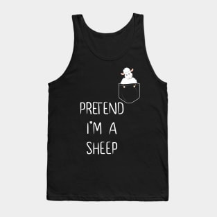 Pretend I'm A Sheep Funny Lazy Simple Halloween Costume Tank Top